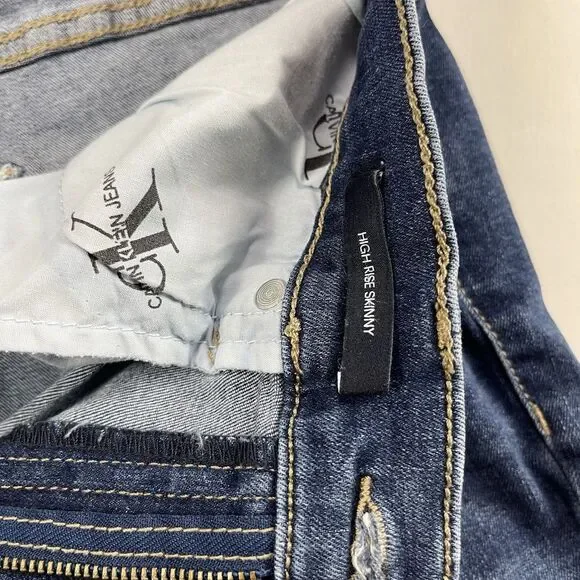 Calvin Klein Jeans Women's Dark Blue Denim Pockets High Rise Skinny Leg Sz: 6/28 - Picture 9 of 16